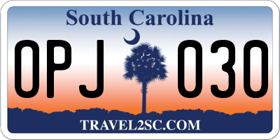 SC license plate OPJ030