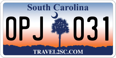 SC license plate OPJ031
