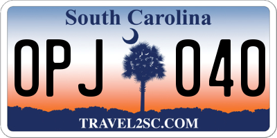 SC license plate OPJ040