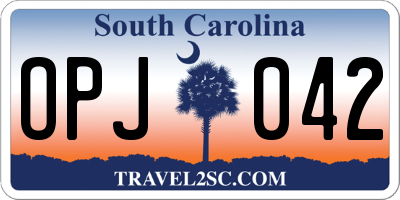 SC license plate OPJ042