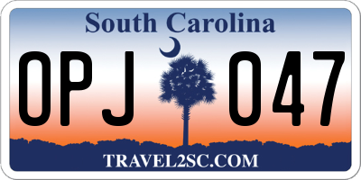 SC license plate OPJ047