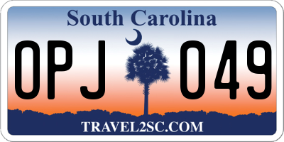 SC license plate OPJ049
