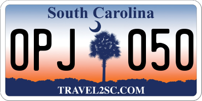SC license plate OPJ050