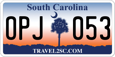 SC license plate OPJ053