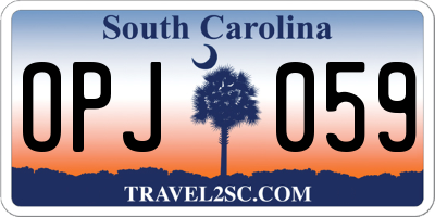 SC license plate OPJ059