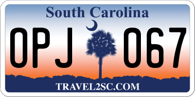 SC license plate OPJ067