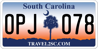 SC license plate OPJ078