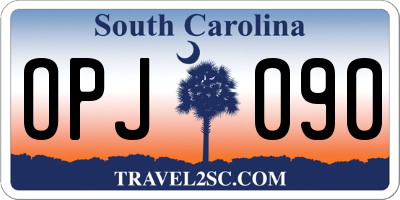 SC license plate OPJ090