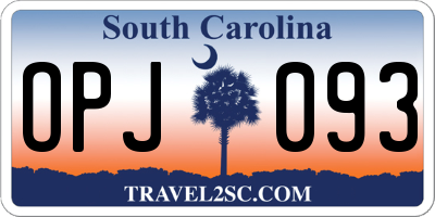 SC license plate OPJ093