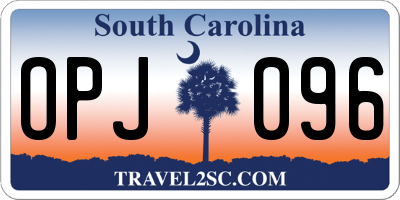SC license plate OPJ096