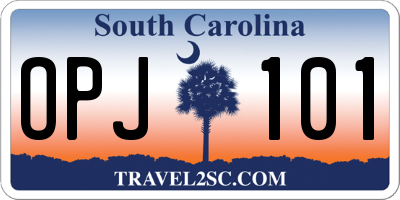 SC license plate OPJ101