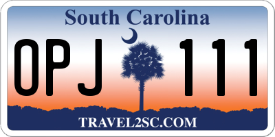 SC license plate OPJ111