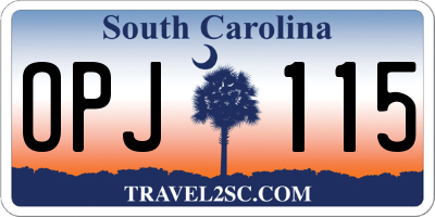 SC license plate OPJ115