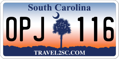 SC license plate OPJ116