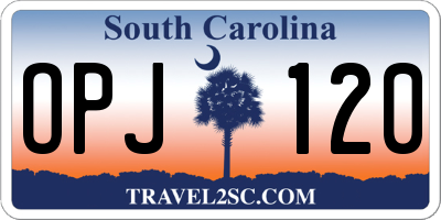 SC license plate OPJ120