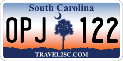 SC license plate OPJ122