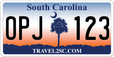 SC license plate OPJ123