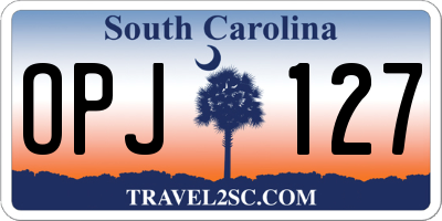 SC license plate OPJ127