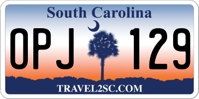 SC license plate OPJ129