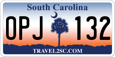 SC license plate OPJ132