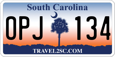 SC license plate OPJ134