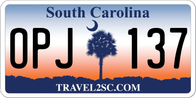 SC license plate OPJ137