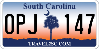 SC license plate OPJ147