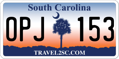 SC license plate OPJ153