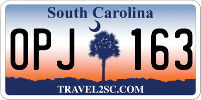 SC license plate OPJ163