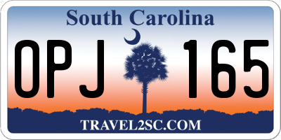 SC license plate OPJ165