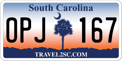 SC license plate OPJ167