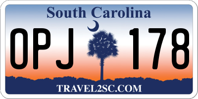 SC license plate OPJ178