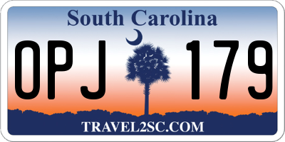 SC license plate OPJ179
