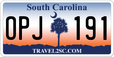 SC license plate OPJ191