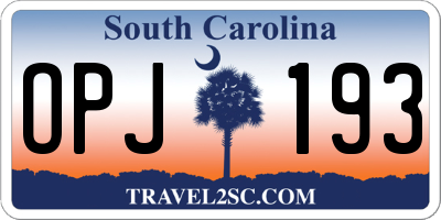 SC license plate OPJ193