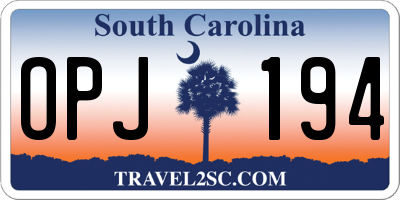 SC license plate OPJ194