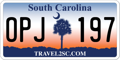 SC license plate OPJ197