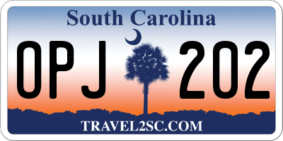SC license plate OPJ202