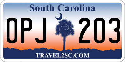 SC license plate OPJ203