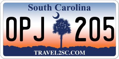SC license plate OPJ205