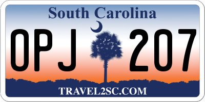 SC license plate OPJ207