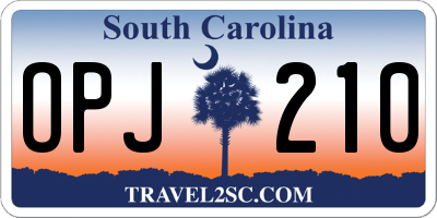 SC license plate OPJ210