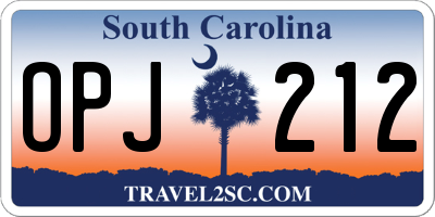 SC license plate OPJ212