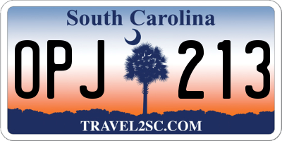 SC license plate OPJ213