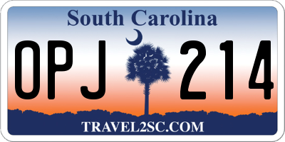 SC license plate OPJ214
