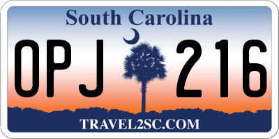 SC license plate OPJ216