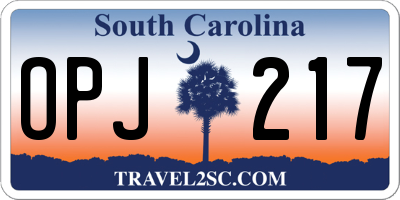 SC license plate OPJ217