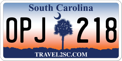 SC license plate OPJ218