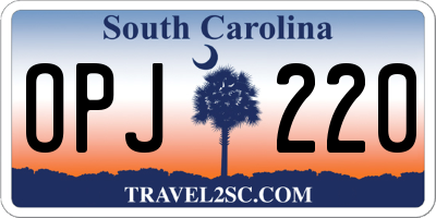 SC license plate OPJ220