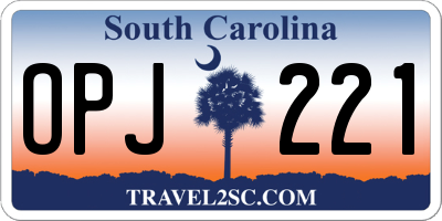 SC license plate OPJ221